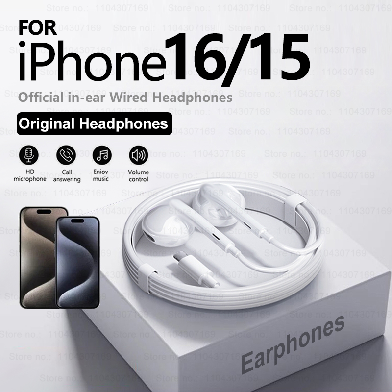 Wired Earphone Lightning - Przewodowe słuchawki do iPhone'a 16 Pro